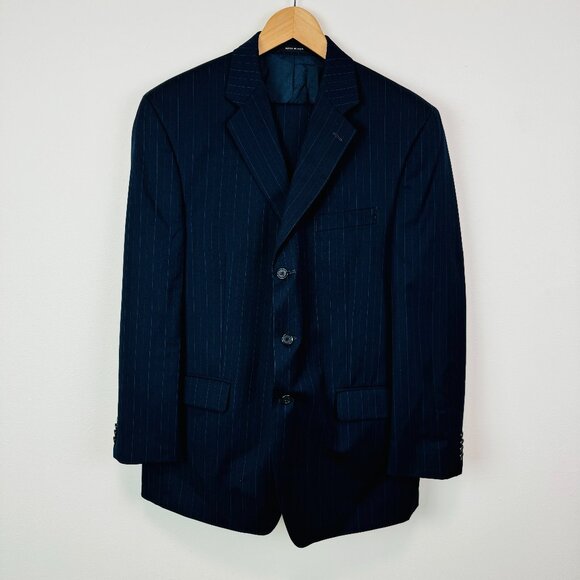 Michael Michael Kors 2 pc suit 42R Blazer 36 X 28 Trousers blue striped wool - Picture 3 of 12